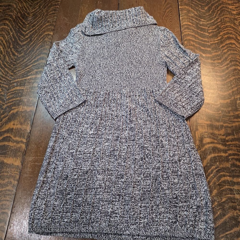 Style & Co variegated black and white marbled 3/4 sleeve knit sweater dress - Picture 5 of 8